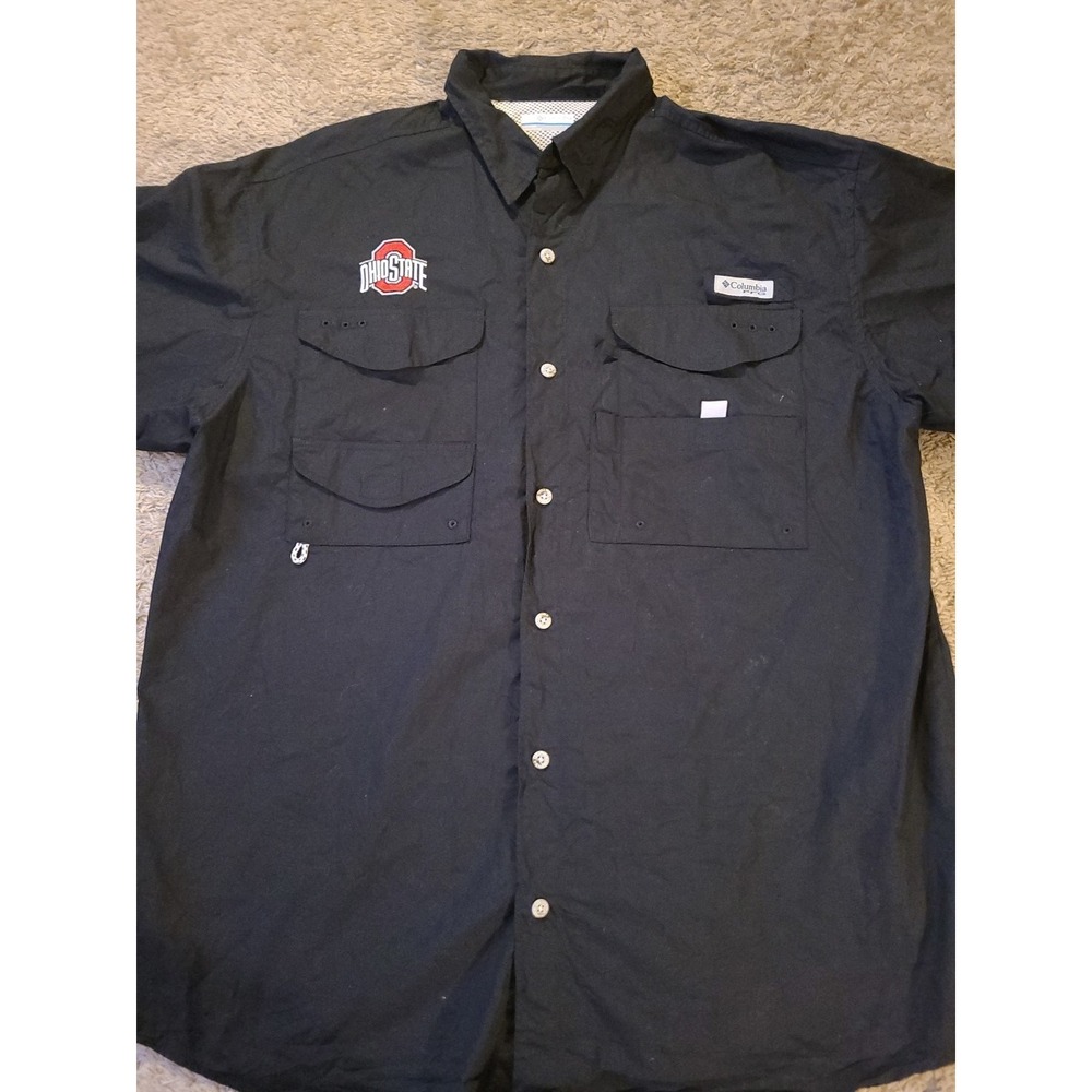 Ohio State Buckeyes Columbia PFG Large Vented Fishing Shirt Mens Black